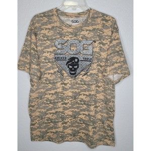 SOG * Knives & Tools T-Shirt Mens Large Digital Camo Short Sleeve Crew Neck Nice